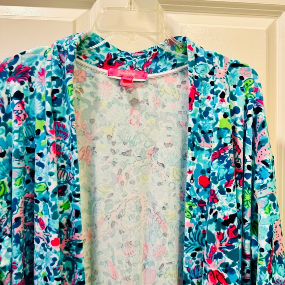 Lilly Pulitzer  Elaine Velour Midi Kimono Robe, L/XL - Picture 5 of 6